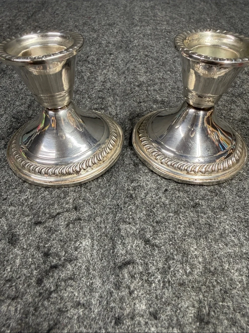 Sterling-Style Silver Candlestick Pair - Silver Home Accent